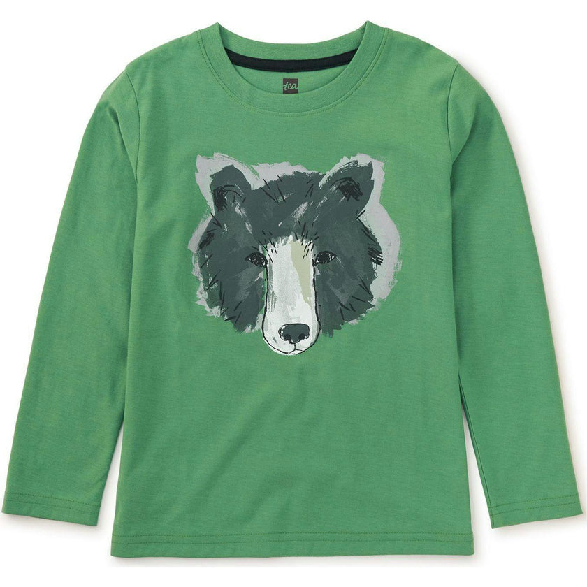 Face Graphic Print Long Sleeve T-Shirt, Green