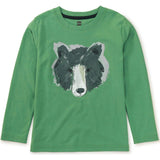 Face Graphic Print Long Sleeve T-Shirt, Green