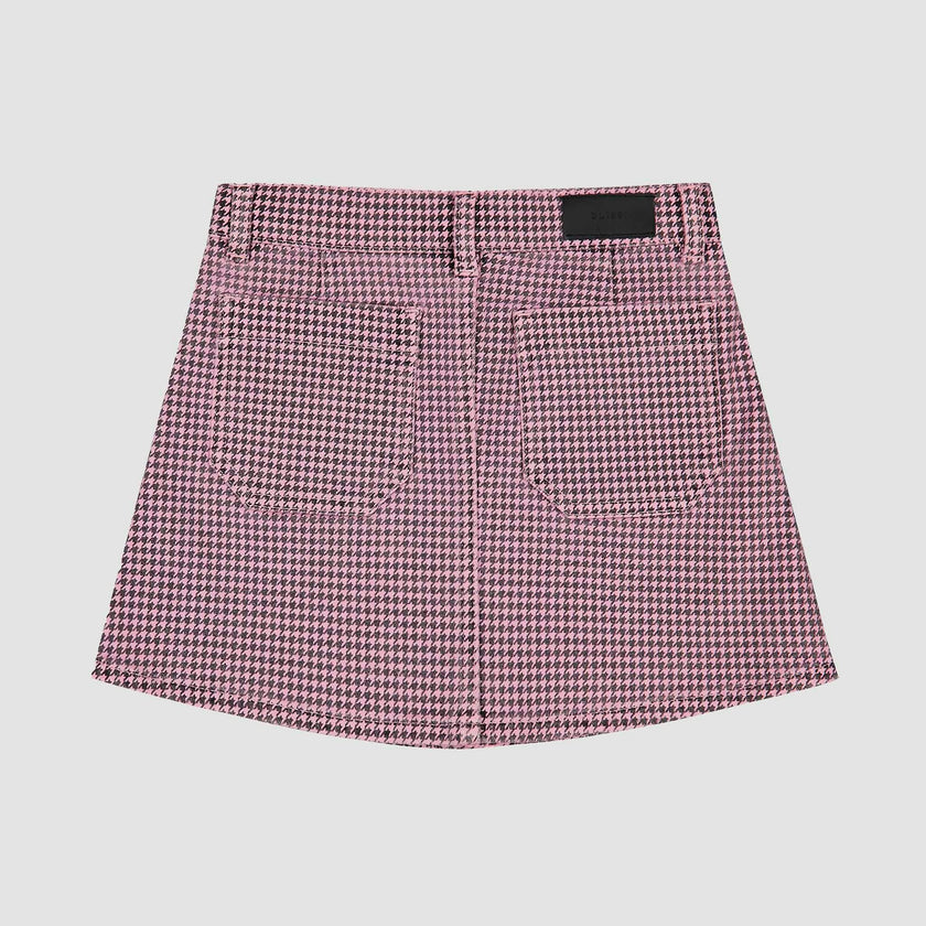 Jenny Mini Skirt | Pink Houndstooth