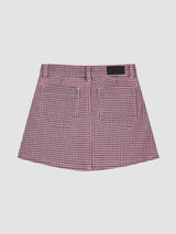 Jenny Mini Skirt | Pink Houndstooth