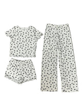Girls Printed Lounge 3 Pc Short Sleeve Top Pants and Shorts Set