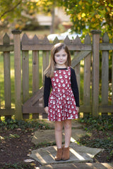 Holiday Pinafore Dress in Christmas Santas
