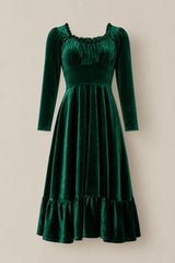 Cypress Dress in Green Velvet