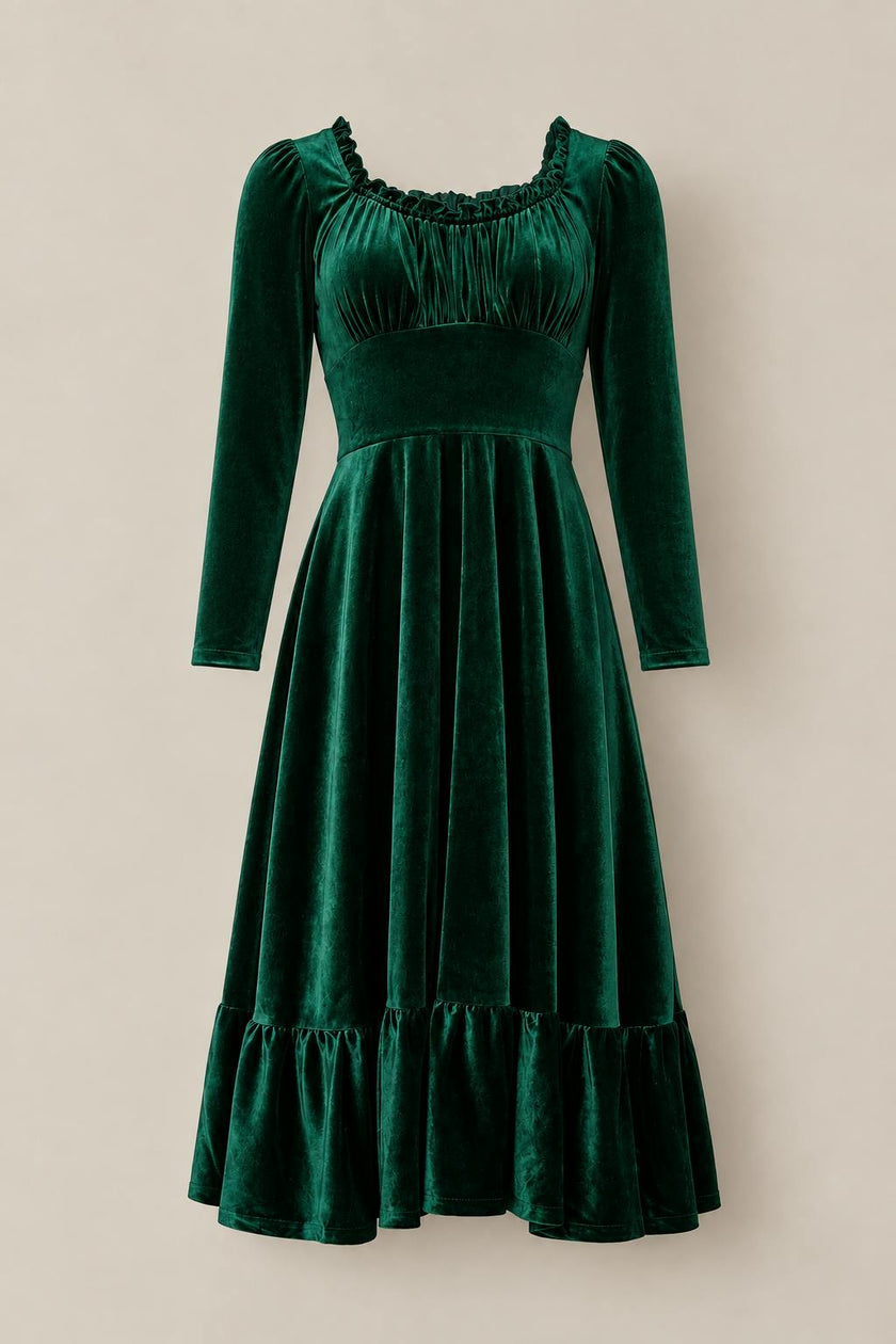 Cypress Dress in Green Velvet