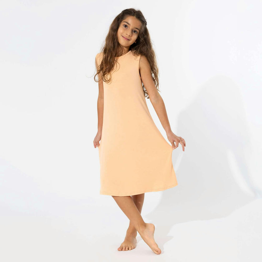 Peach Fuzz Bamboo Girls' Sleeveless Dress