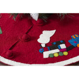 26" Mini Christmas Tree Skirt - Train on Red - in Hand Felted Wool