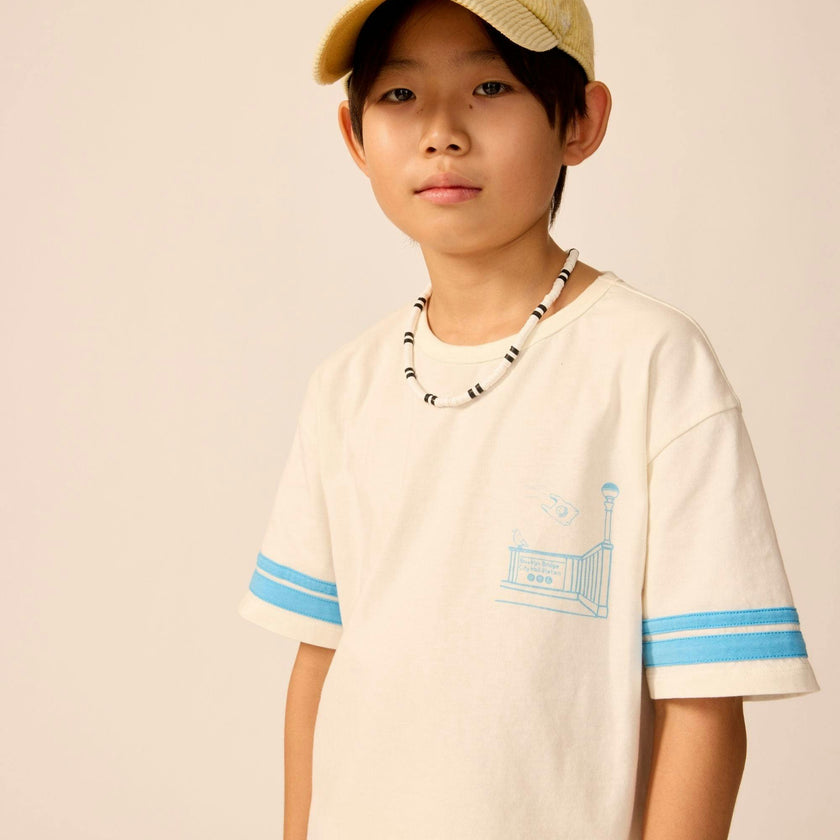 Organic Weekend Tee with Buzzer Blue Trim