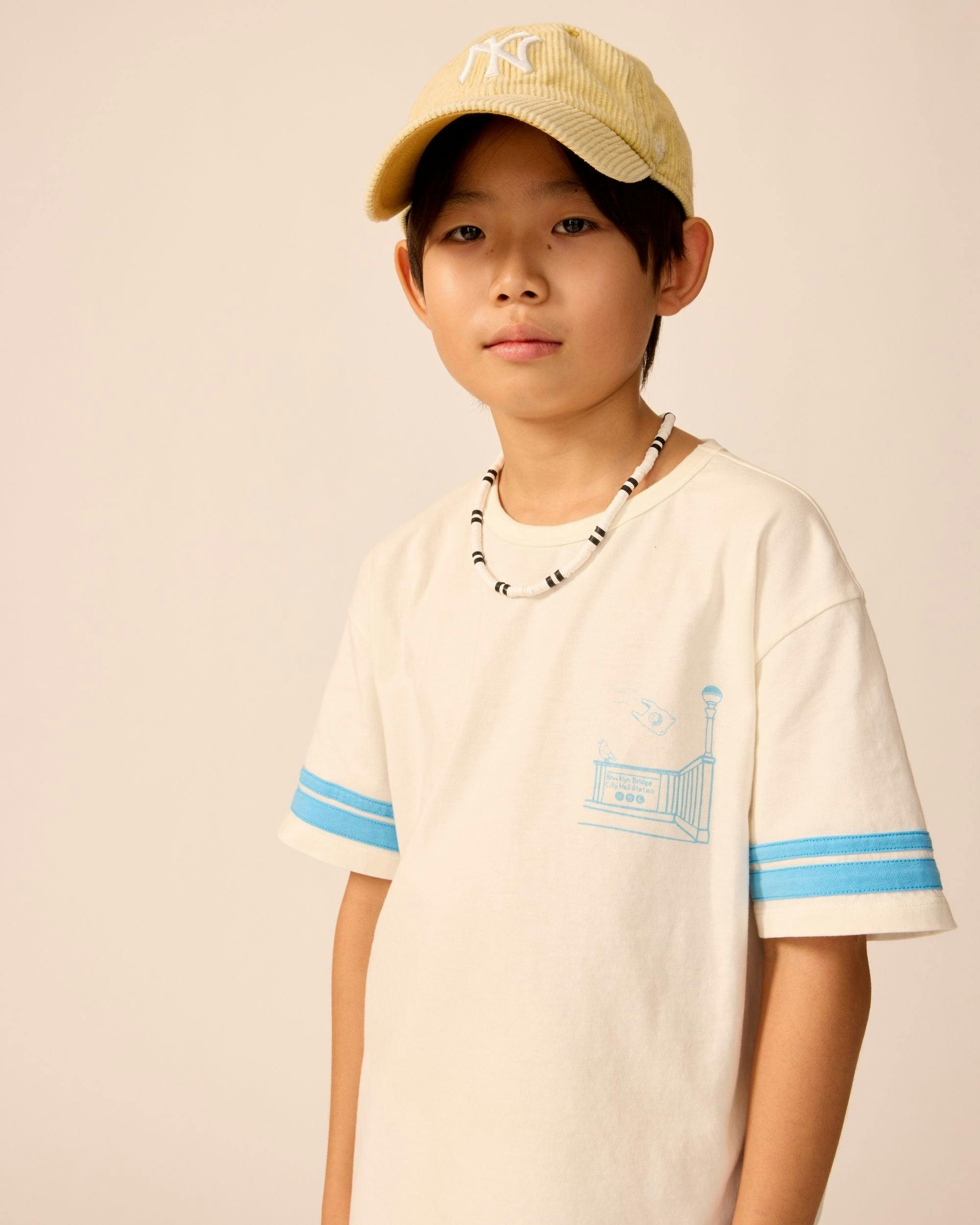 Organic Weekend Tee with Buzzer Blue Trim