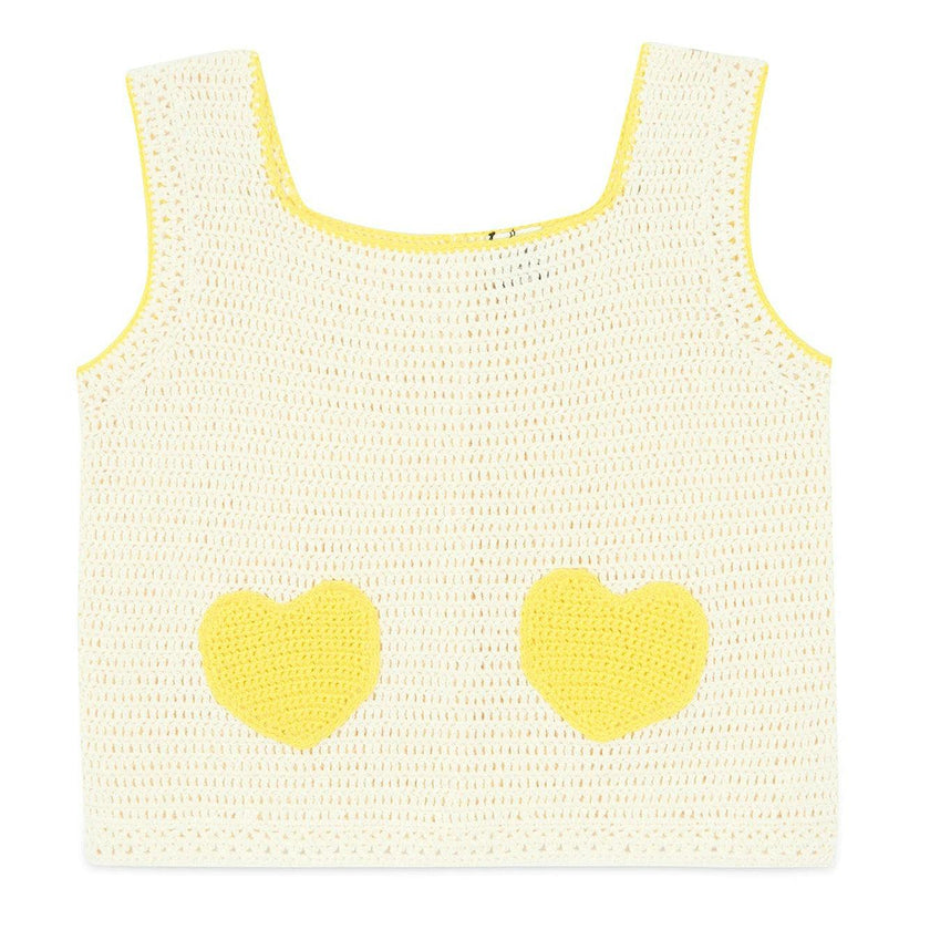 BONTON Citron Heart Pocket Crochet Vest