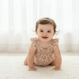 Organic Ruffle Sleeve Bubble Romper - Sienna