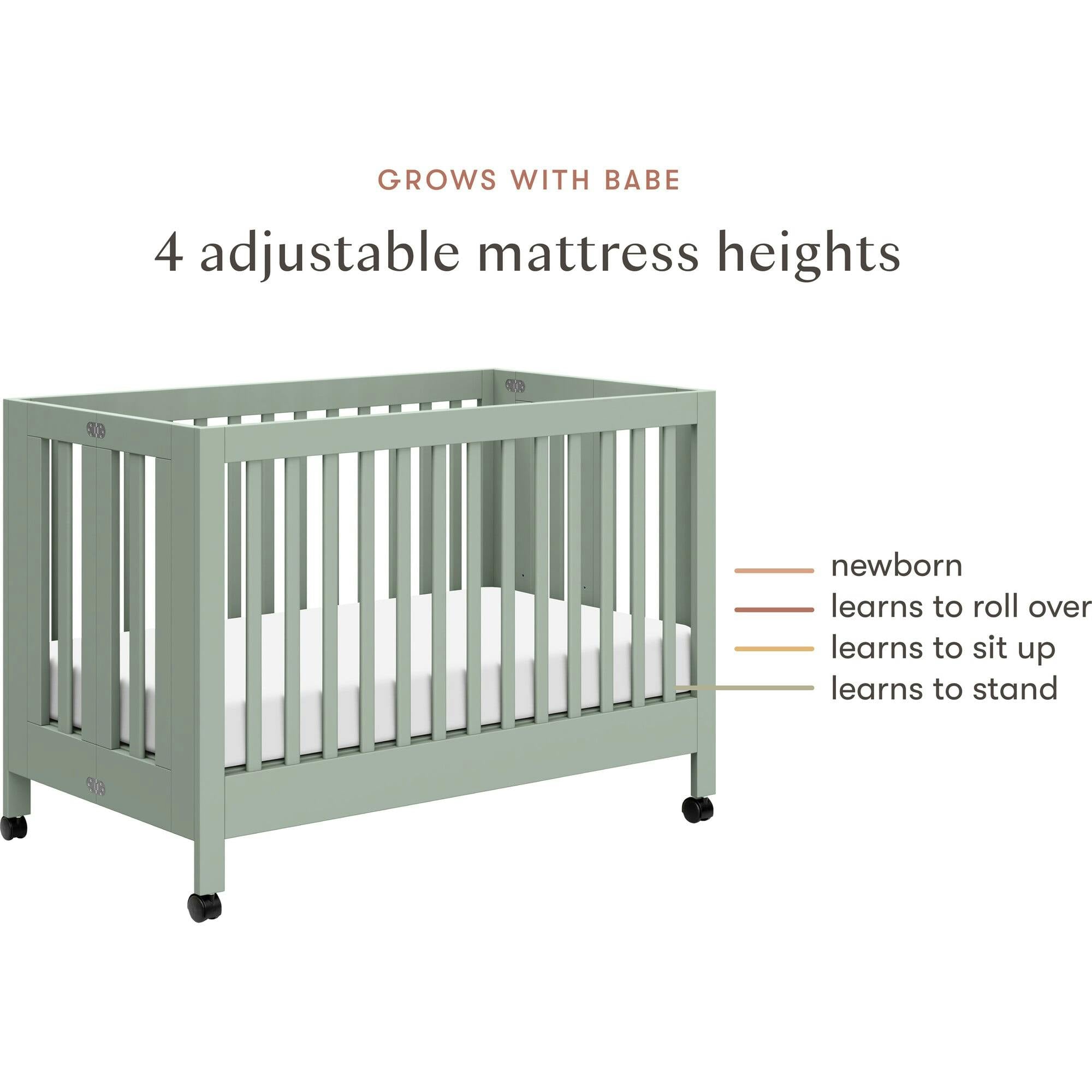 Maki Portable Folding Crib with Toddler Bed Conversion Kit