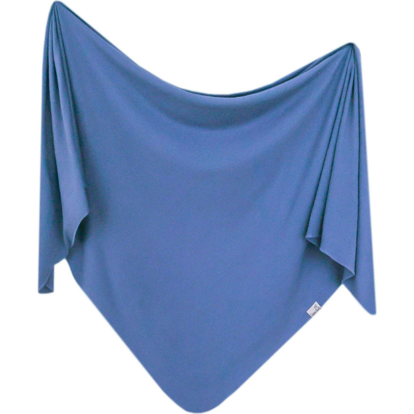 Indigo Rib Knit Swaddle Blanket