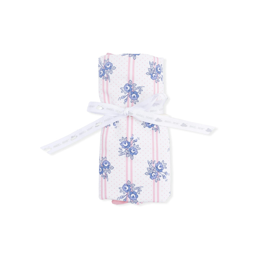 Stripe Dot Roses - Ruffle Burp Cloth