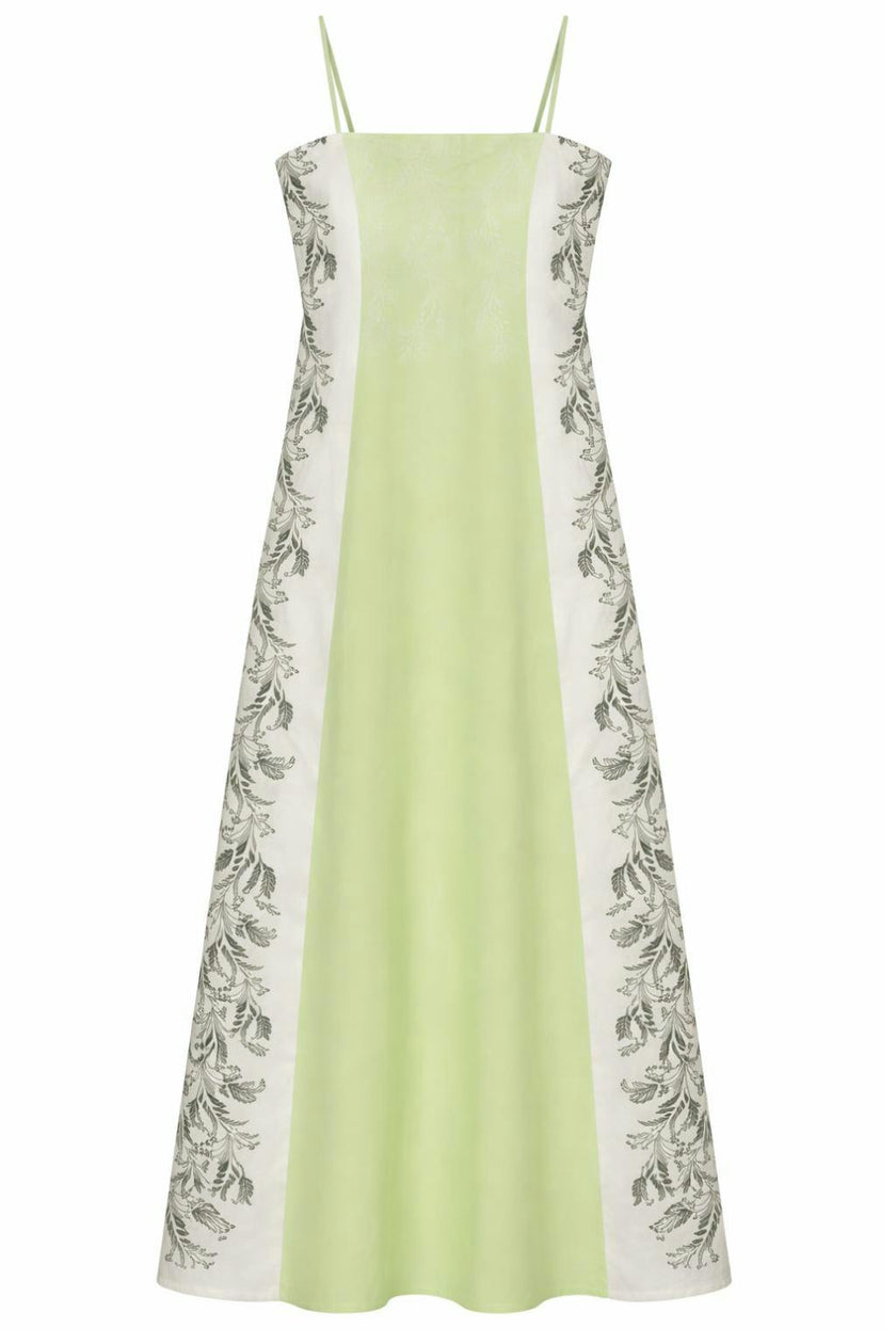 Xandra Mint Trellis Floral Midi Dress