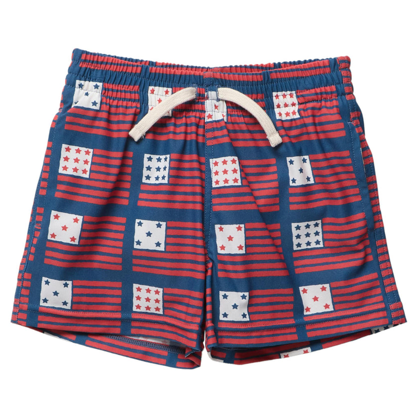 Boys Swim Trunk - Navy Flag