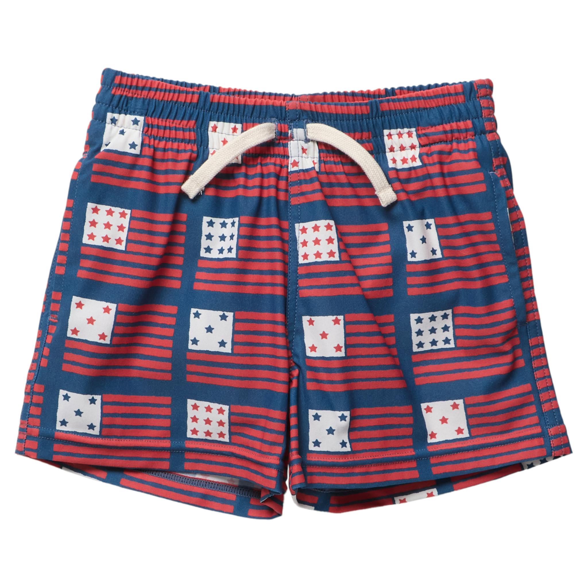 Boys Swim Trunk - Navy Flag