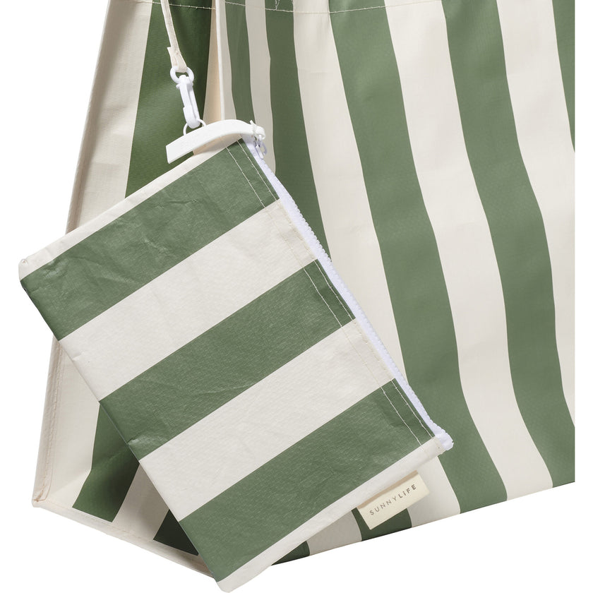 Sunnylife: Carryall Beach Bag - Vacay Olive Stripe