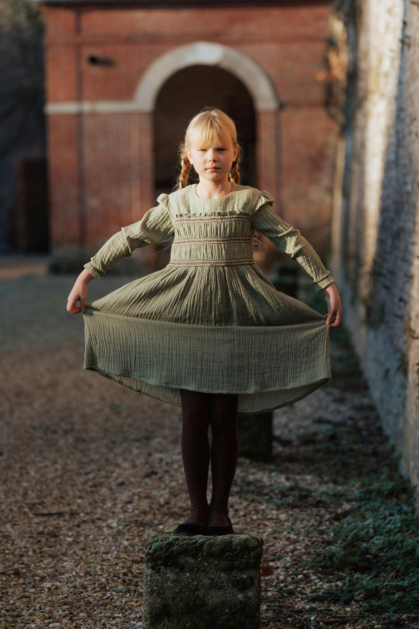 Robe fille Reina - Vert fougère