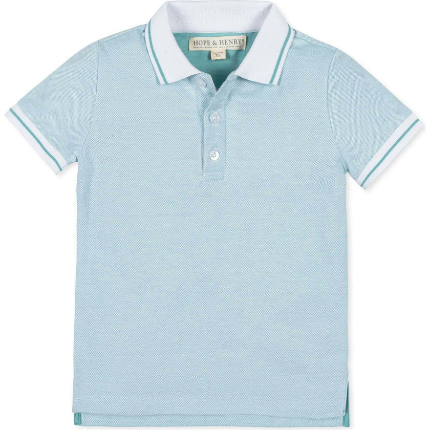 Organic Short Sleeve Knit Pique Polo Shirt, Blue