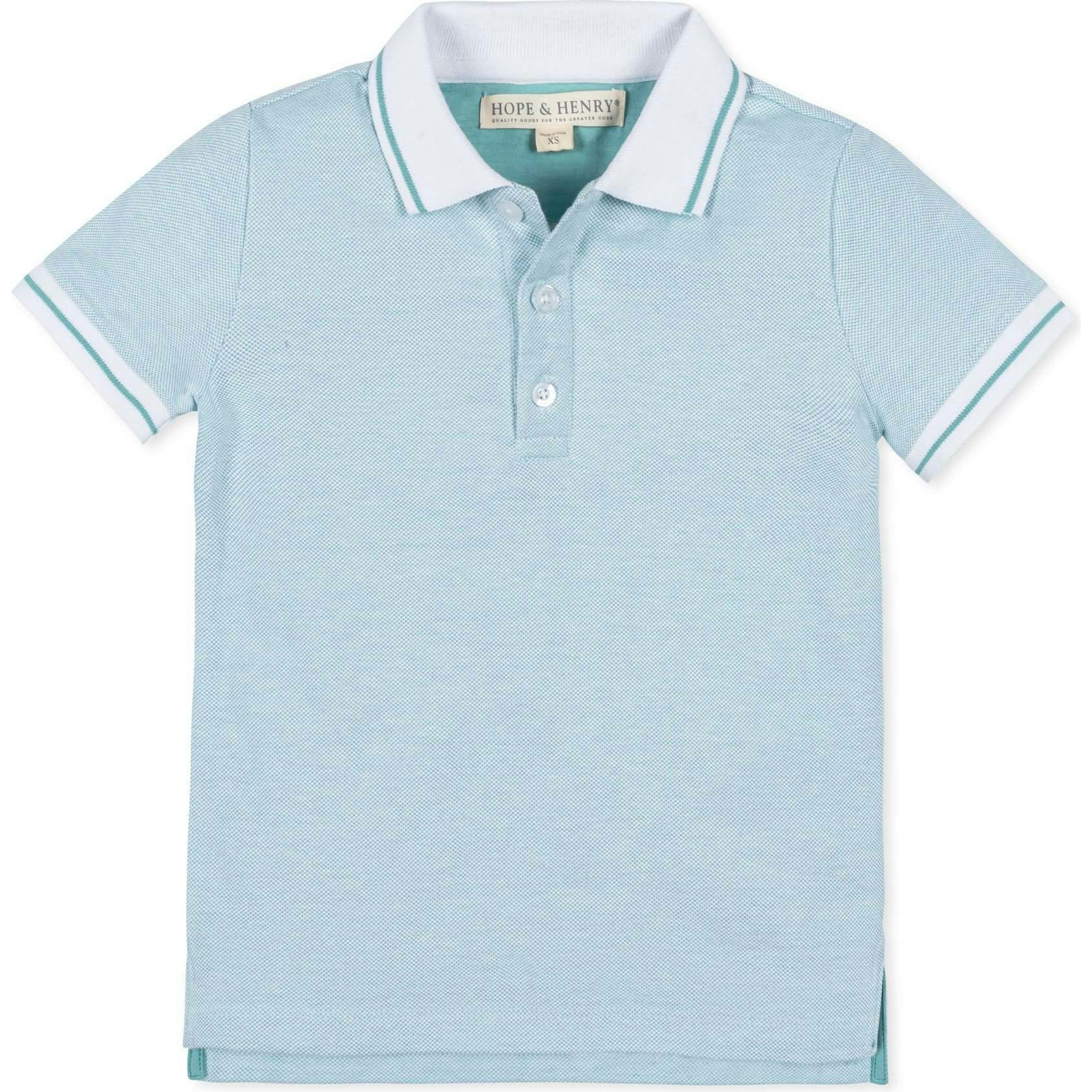 Organic Short Sleeve Knit Pique Polo Shirt, Blue