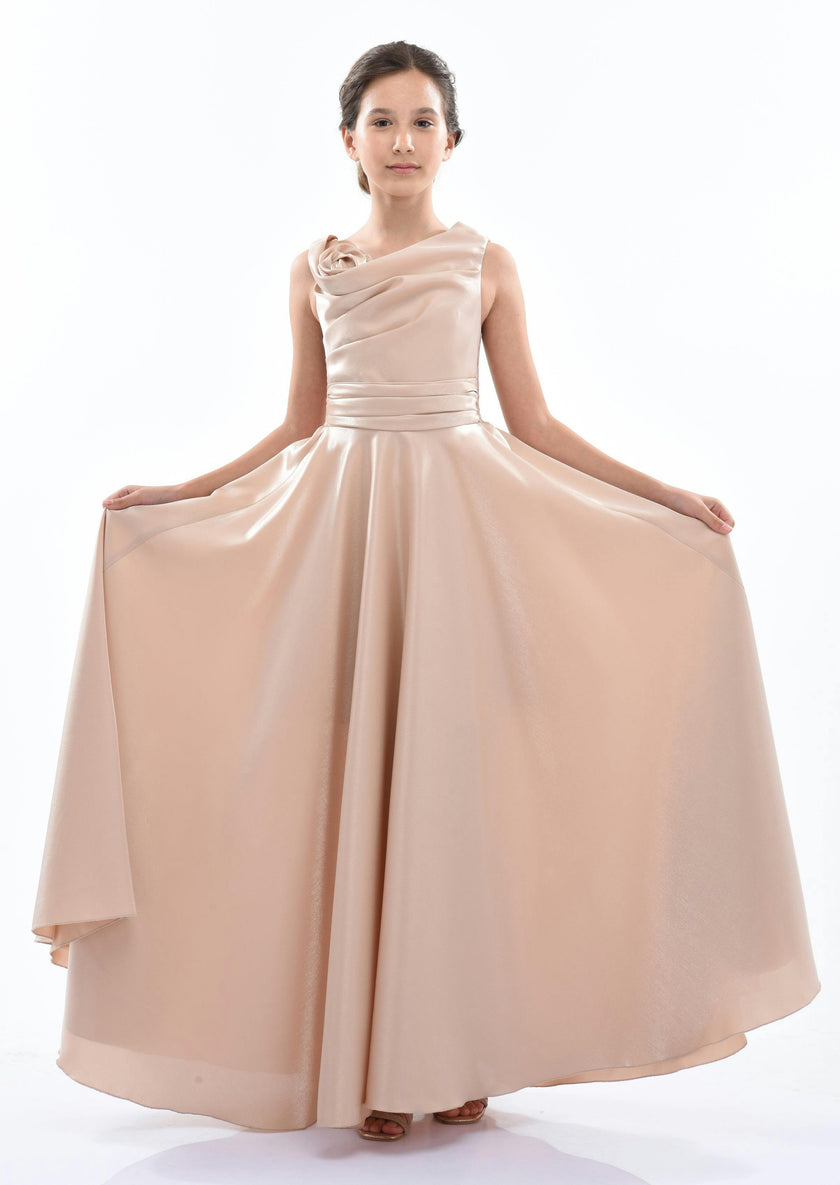 Gold Lenelle Rose Applique Gown