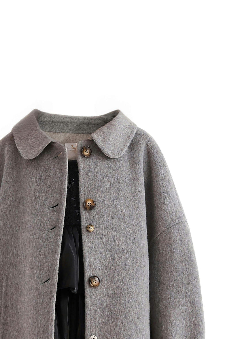 Gray Wool Coat with Peter Pan Collar