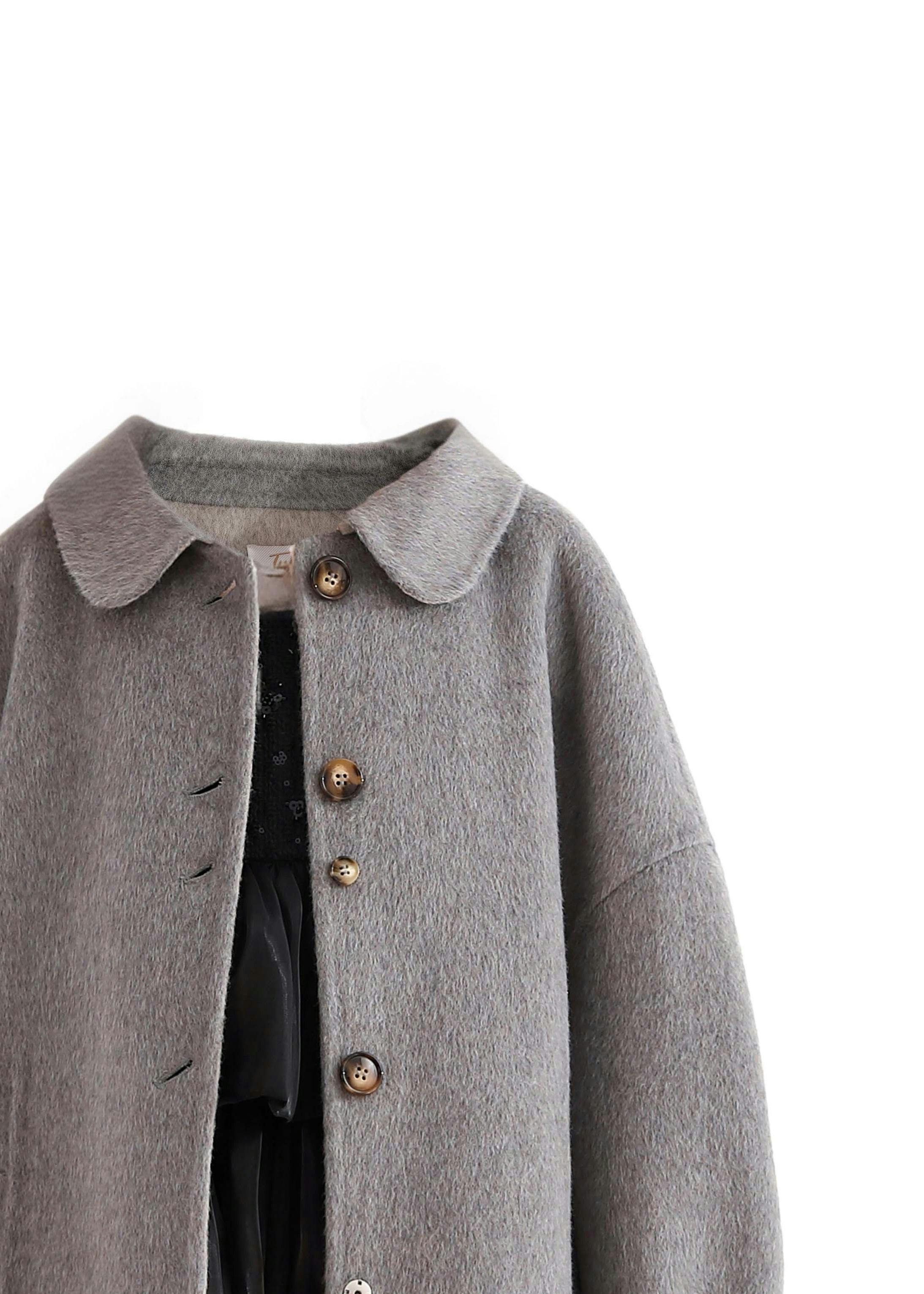Gray Wool Coat with Peter Pan Collar