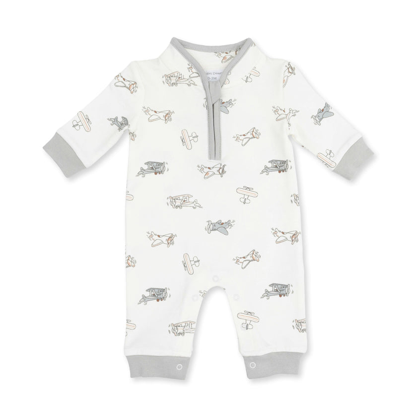 Vintage Airplane Pilots - Zip Neck Romper
