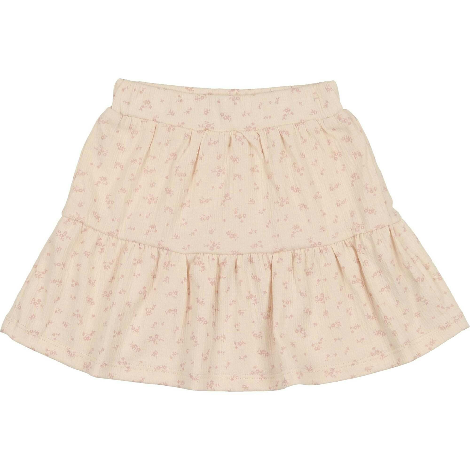 Printed Gauze Tired Ruffle Hem Short Skirt