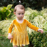 Long Sleeve Bubble Romper in Mustard Velvet FW25