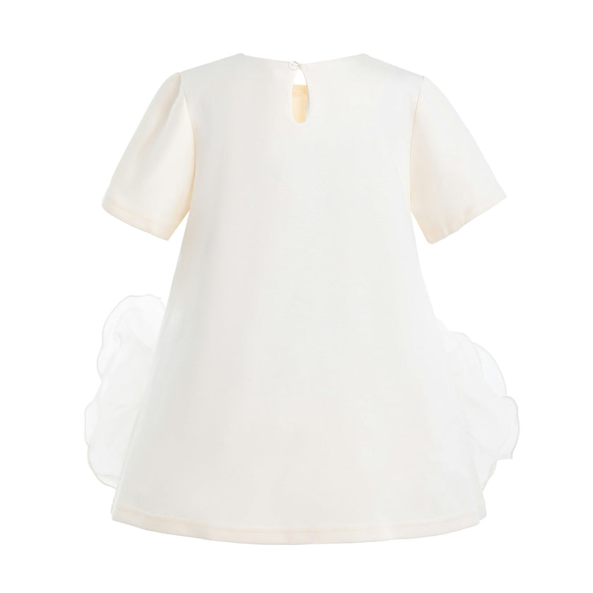 Beige Verina Ruffled Hem A-Line Dress