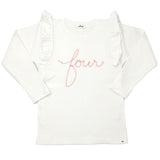 Millie Long Sleeve Tee in 'four' Pink Eyelash Writing