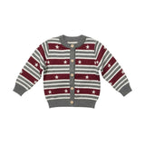 Burgundy Star Striped Cotton Cardigan