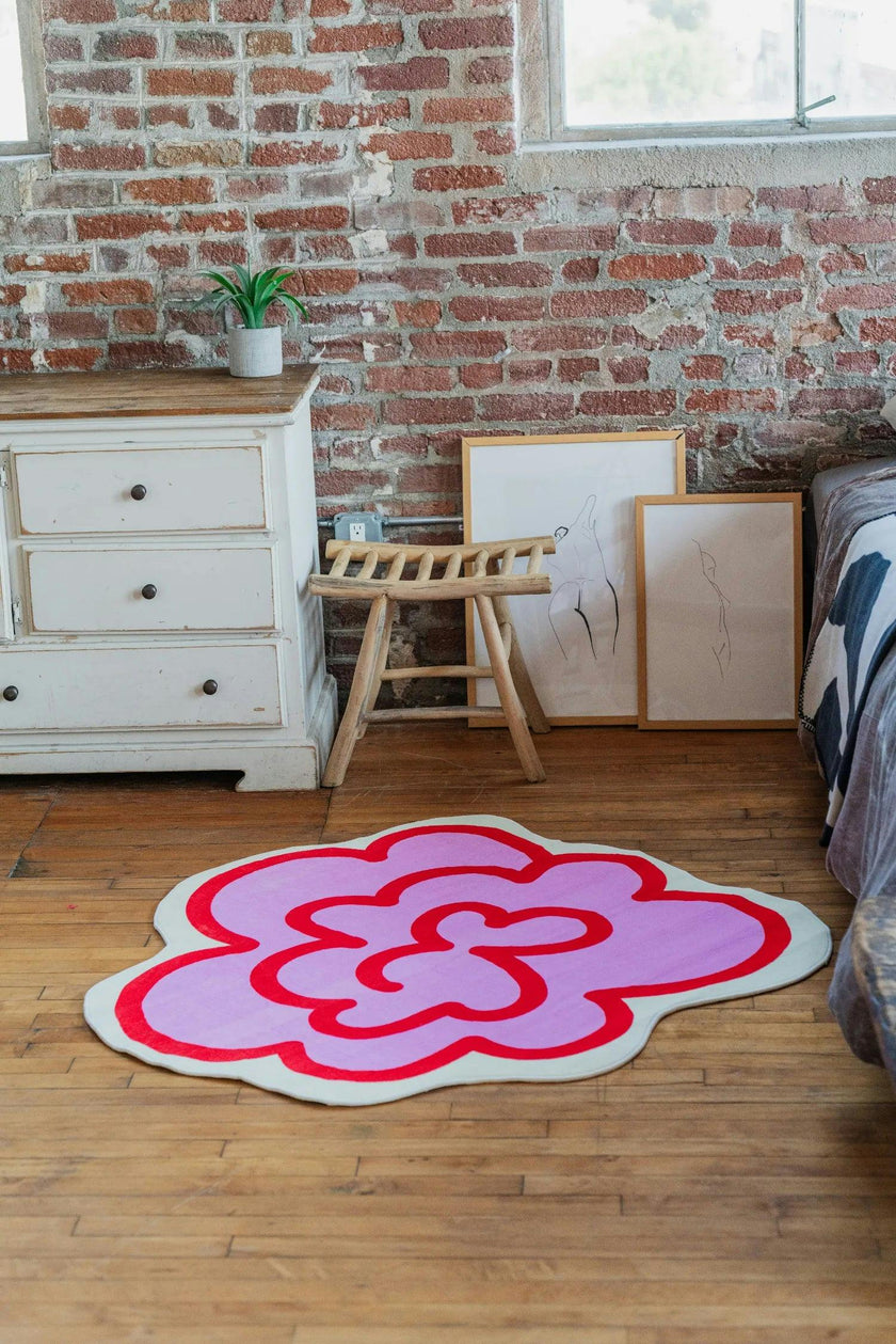 Funky Flower Shaped Irregular Rug by Shayla Goethe