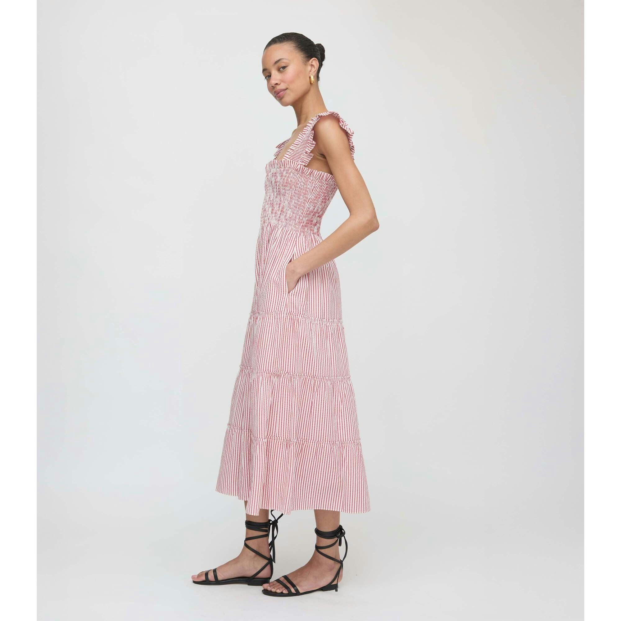 The Ellie Nap Dress - Red Ticking Stripe