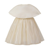 Beige Dovera Timeless Cape-Overlay Gown
