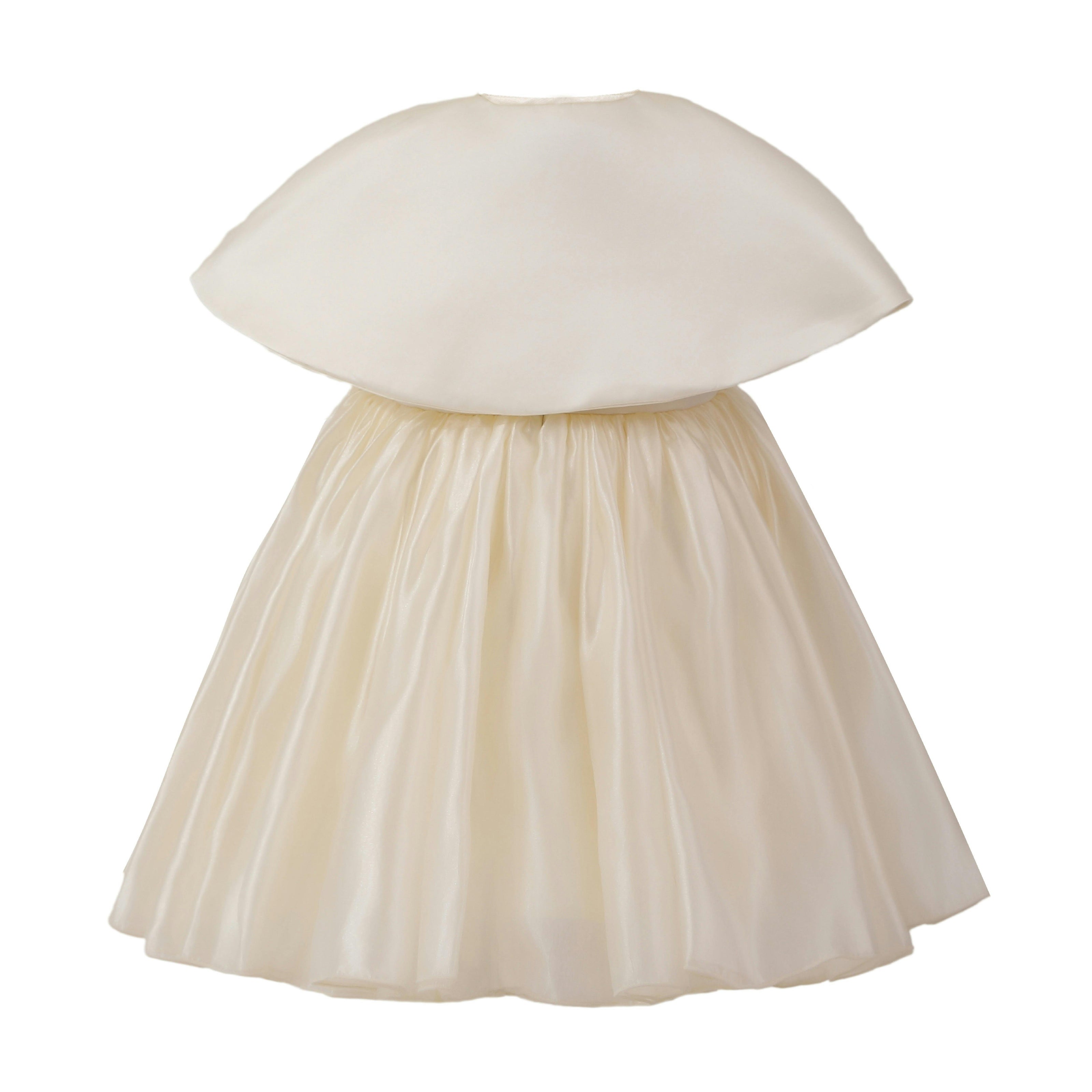 Beige Dovera Timeless Cape-Overlay Gown