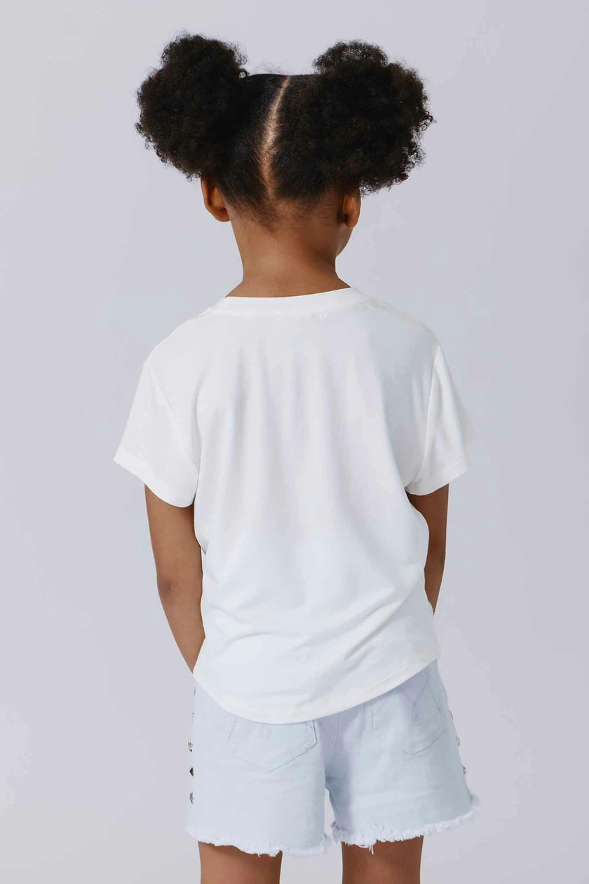 Girls Baby Tee with Blue Tie Dye Heart