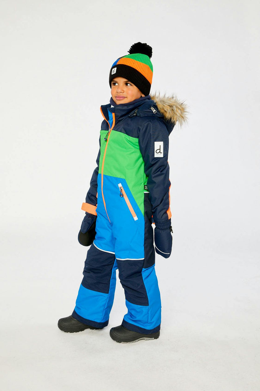 Kids One Piece Discover Snowsuit Blue Green and Orange