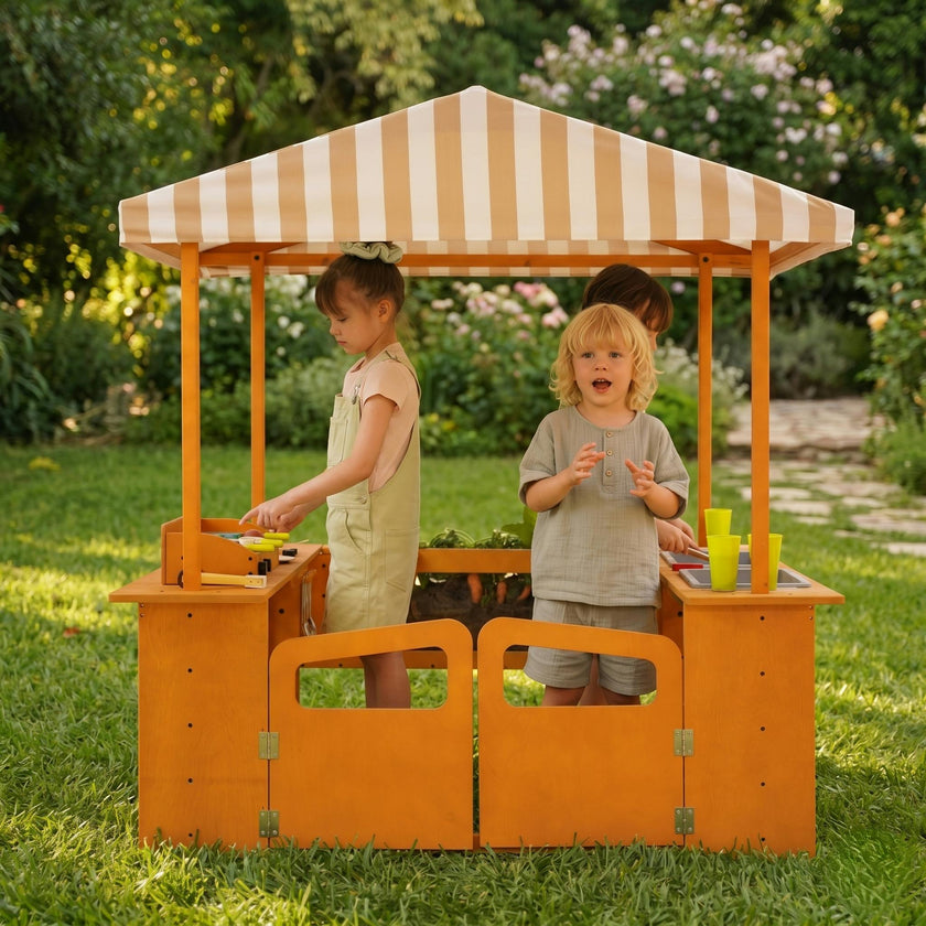 Avenlur Sumac Outdoor Wooden Play Market, Root View Planter, Mud Kitchen & Grill Station