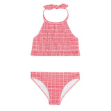 Girls Poppy Gingham Smocked Halter Bikini