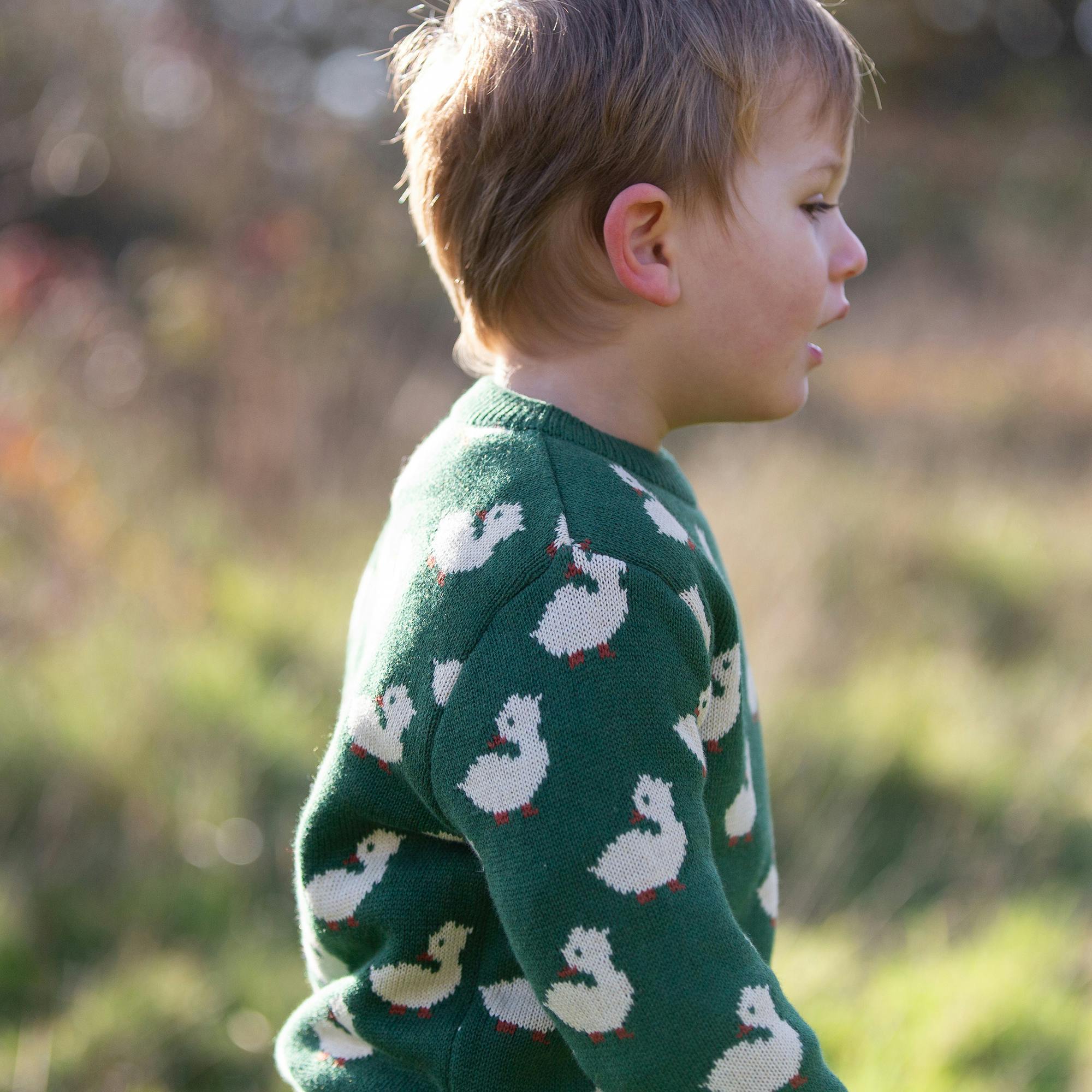 Olive Ducks Snuggly Knitted Jumper, Green