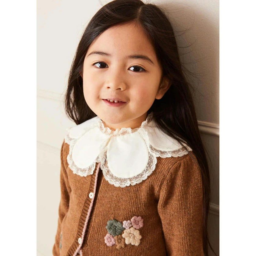 Lace Trim Petal Collar Top in Cream (3-10yrs)