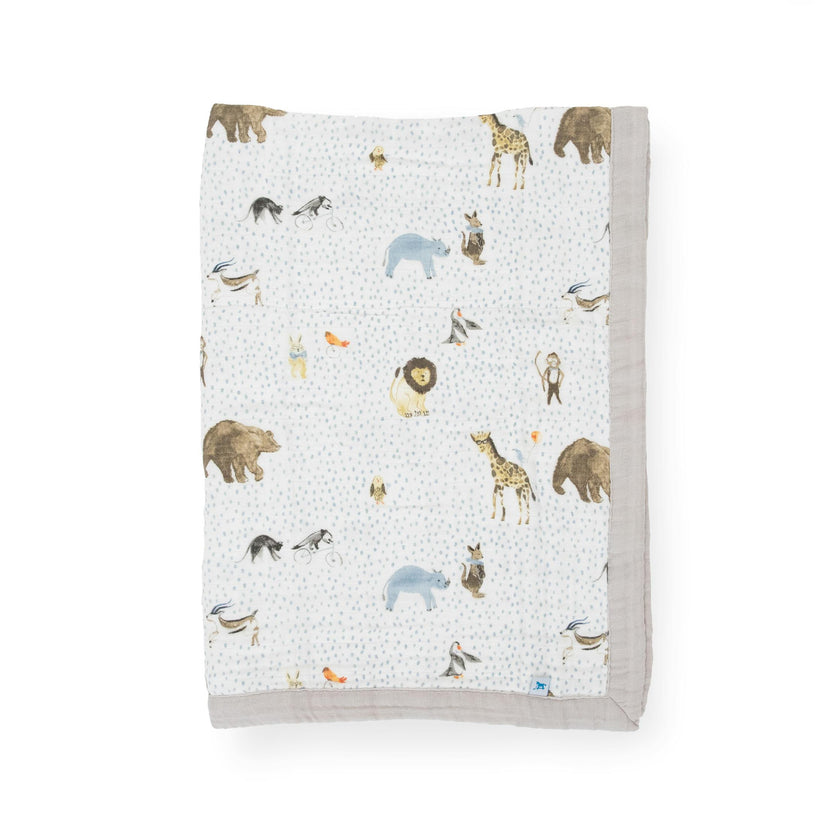 Cotton Muslin Baby Quilt - Party Animals