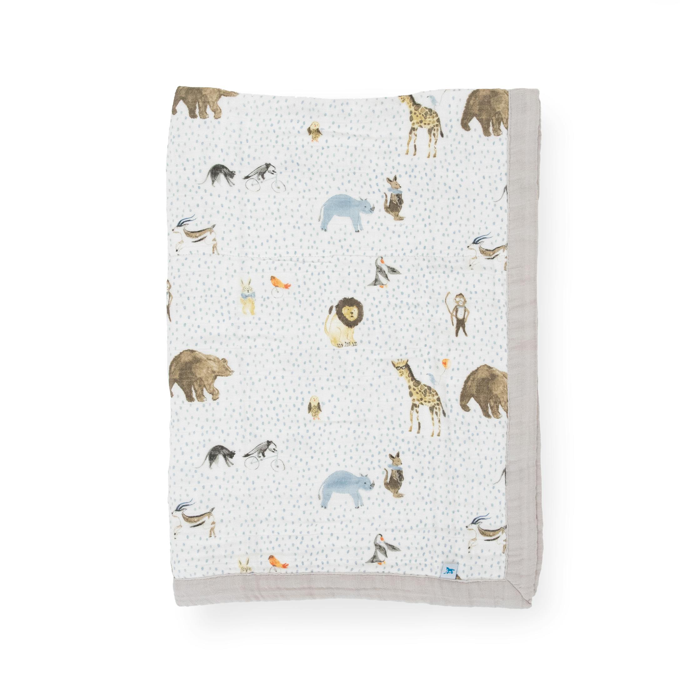 Cotton Muslin Baby Quilt - Party Animals