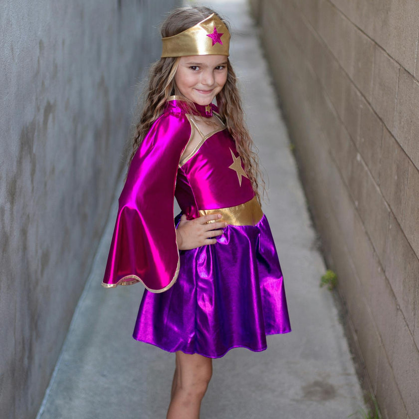 Superhero Star Dress, Cape & Headpiece