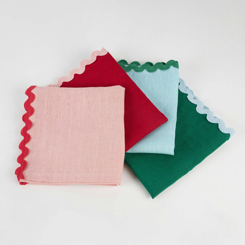 Assorted Ricrac Fabric Napkins