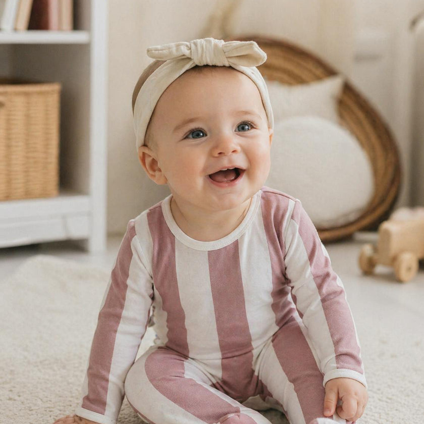 Striped Cotton Long Sleeve Footie