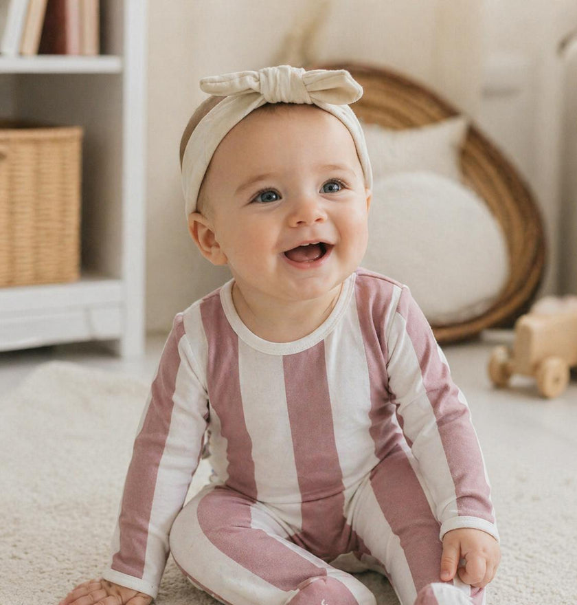 Striped Cotton Long Sleeve Footie