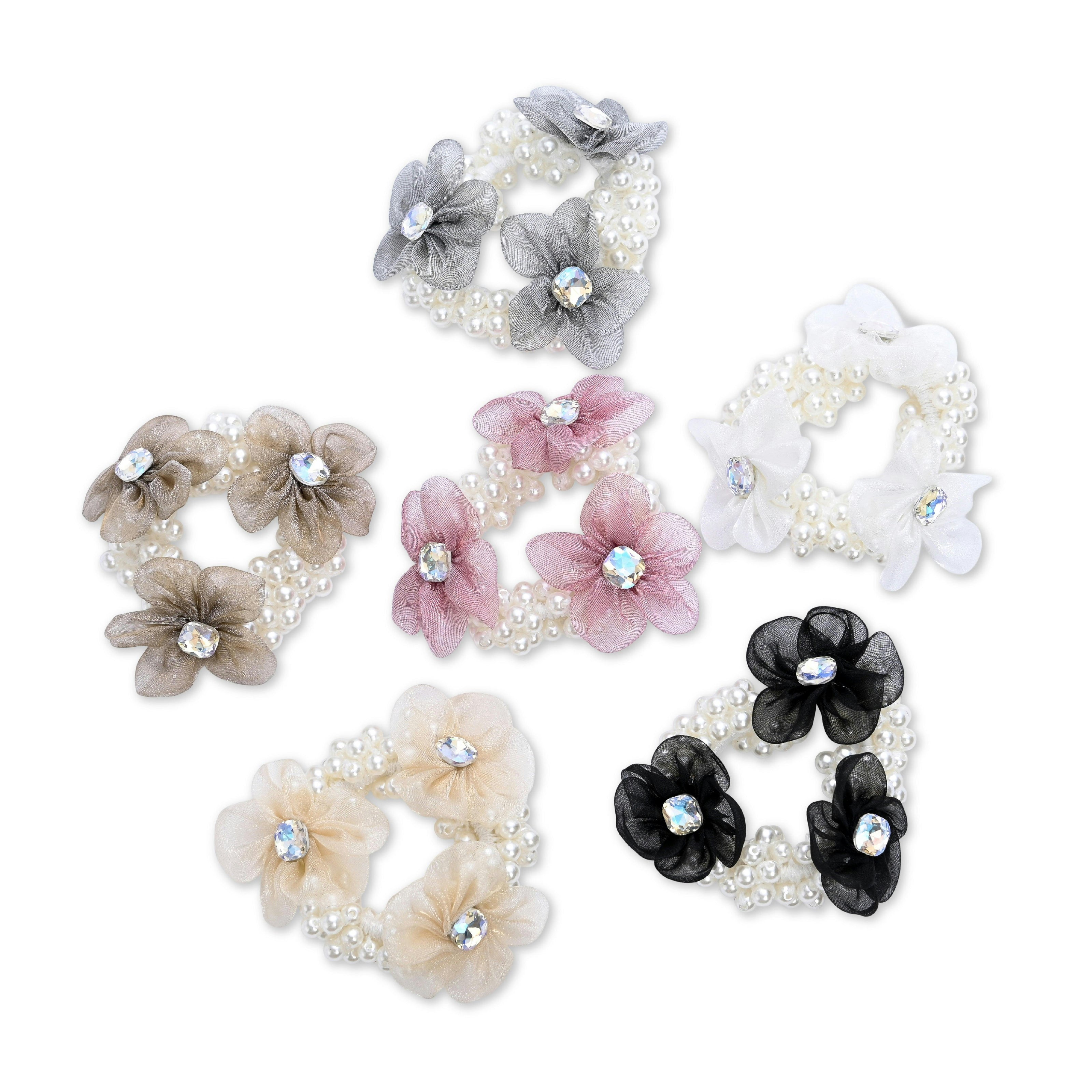 Pearl Flower Scrunchie Set